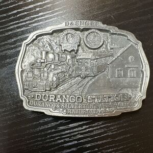 Vintage 1987 C+J Durango Station D&SNG RR Railroad Train‎ Belt Buckle Silverton